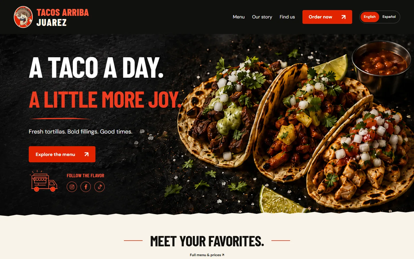 Tacos Arriba Juárez — desktop